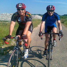 Cyclists Chris and Scott on a fundraising ride