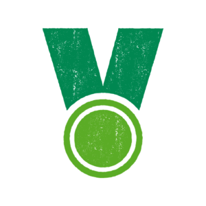 A graphic of a green medal.