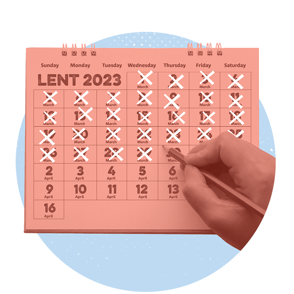 Calendar counting down the days until Lent 2023