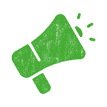 Graphic of a green megaphone.