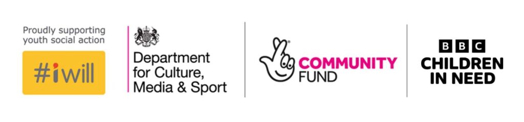 Logos: #iwill, Deparment for Culture, Media & Sport, National Lottery Community Fund, and Children in Need